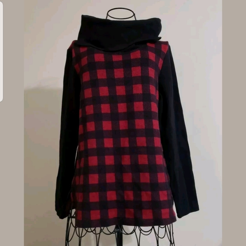 Talbots Red Black Turtleneck Sweater Long Sleeves